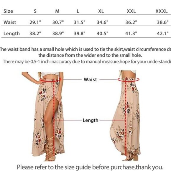 Boho Nude Floral Print Tie Waist Wrap Maxi Skirt Leg Slit Flowy Skirt Cover Up - Picture 9 of 10